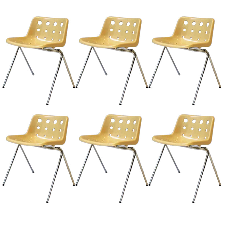 Plastic Stacking Side Chair Modern Style Open Back Armless Chair with Chrome Legs