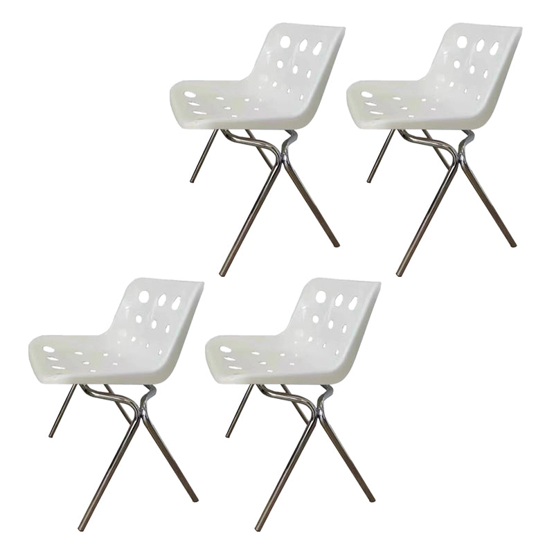 Plastic Stacking Side Chair Modern Style Open Back Armless Chair with Chrome Legs
