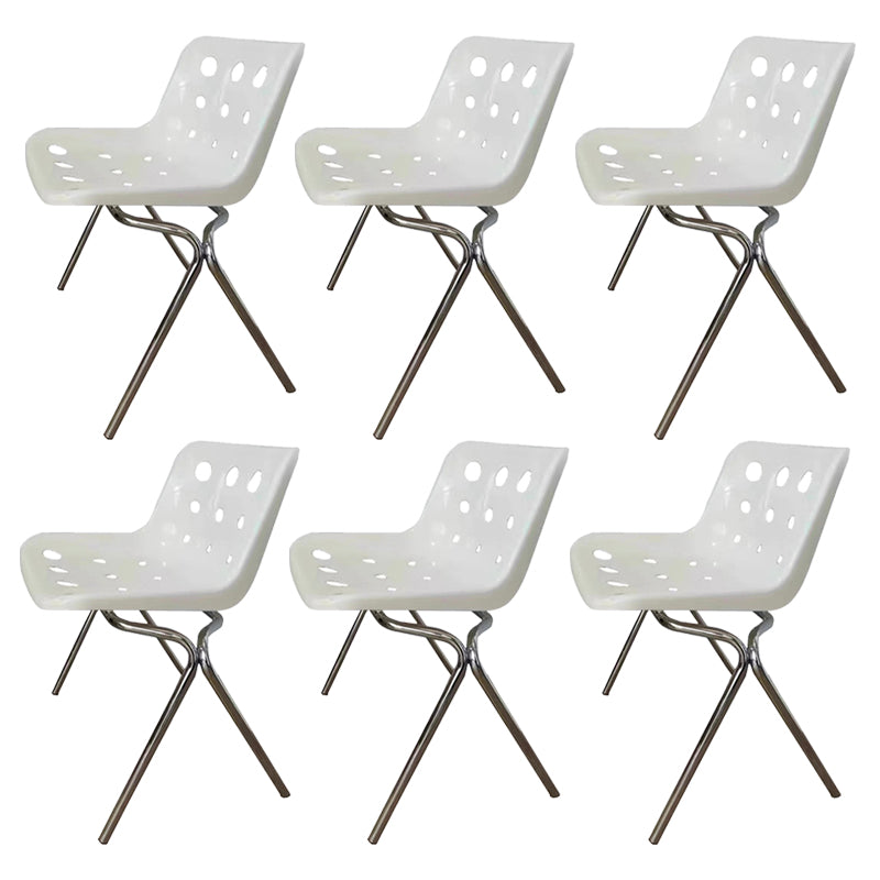 Plastic Stacking Side Chair Modern Style Open Back Armless Chair with Chrome Legs