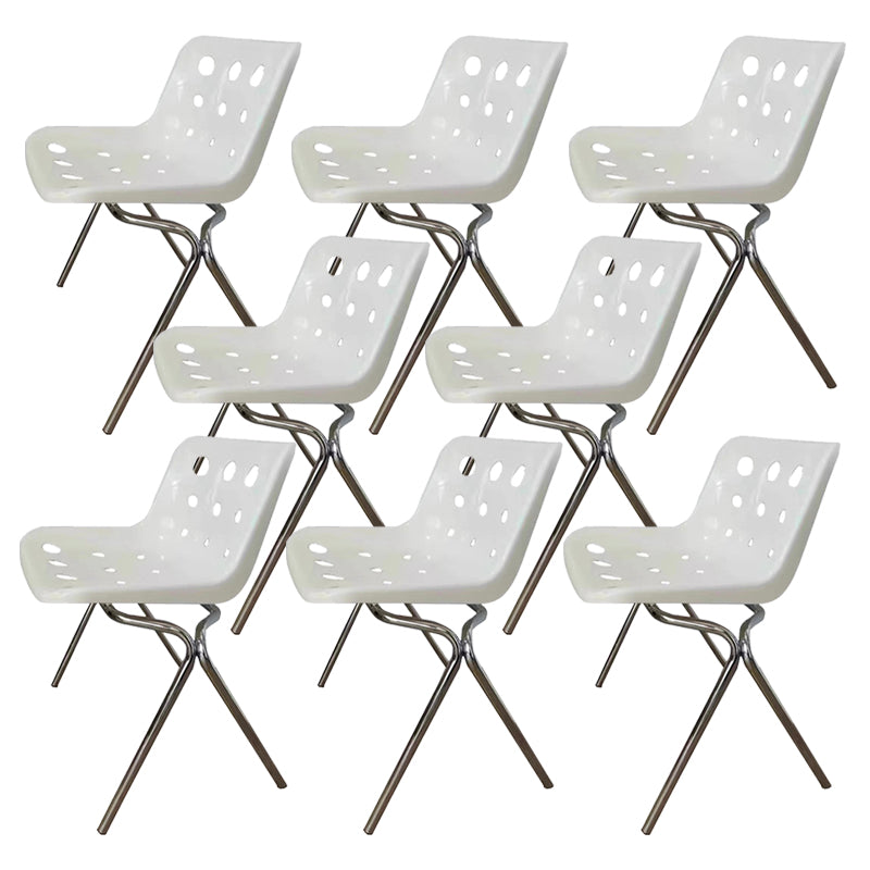 Plastic Stacking Side Chair Modern Style Open Back Armless Chair with Chrome Legs