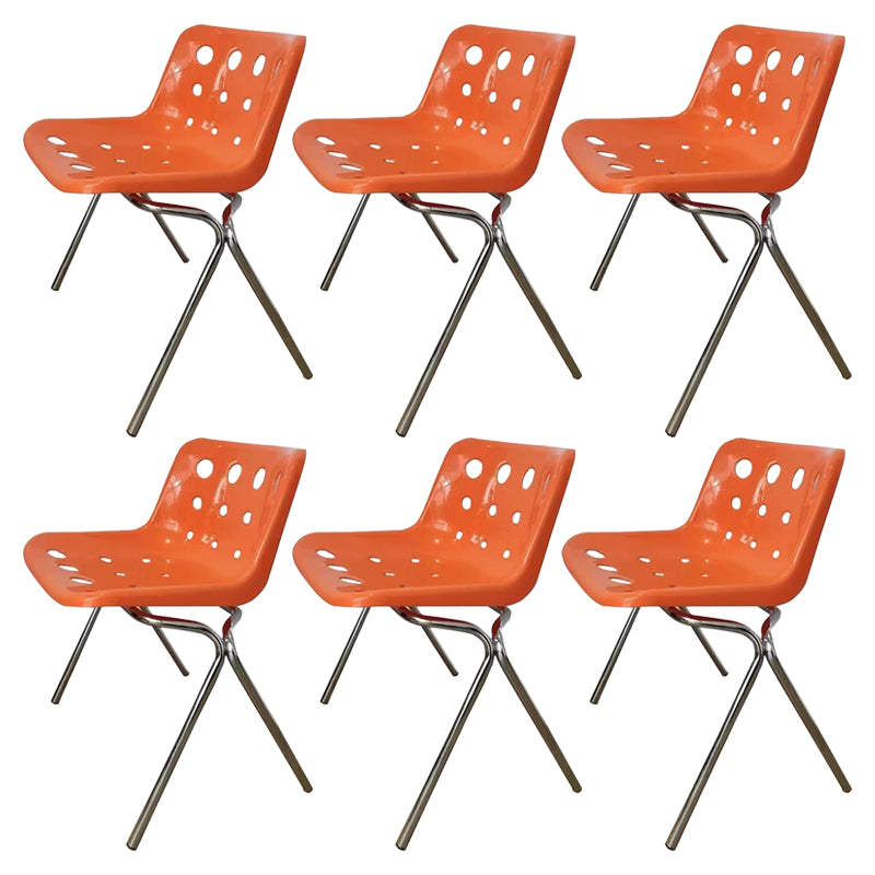 Plastic Stacking Side Chair Modern Style Open Back Armless Chair with Chrome Legs