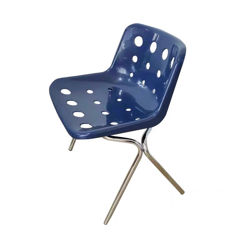 Plastic Stacking Side Chair Modern Style Open Back Armless Chair with Chrome Legs