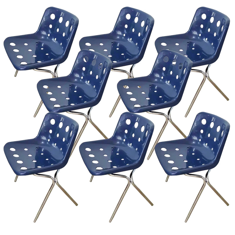Plastic Stacking Side Chair Modern Style Open Back Armless Chair with Chrome Legs