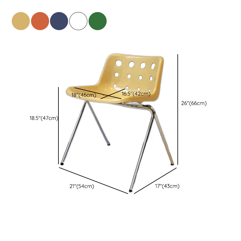 Plastic Stacking Side Chair Modern Style Open Back Armless Chair with Chrome Legs