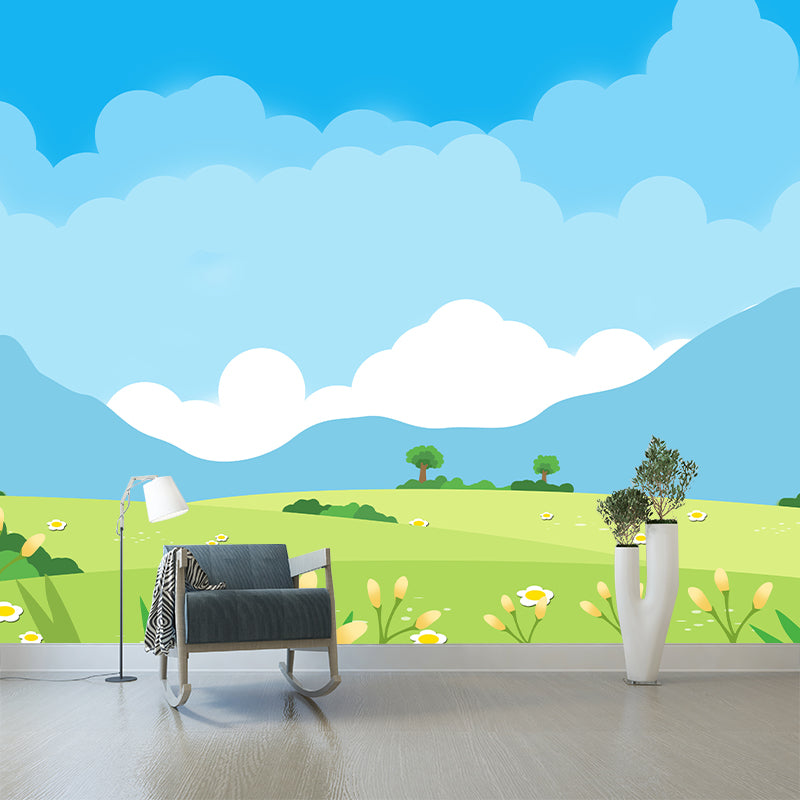 Scenery Illustration Wallpaper Mildew Resistant Sleeping Room Wall Mural