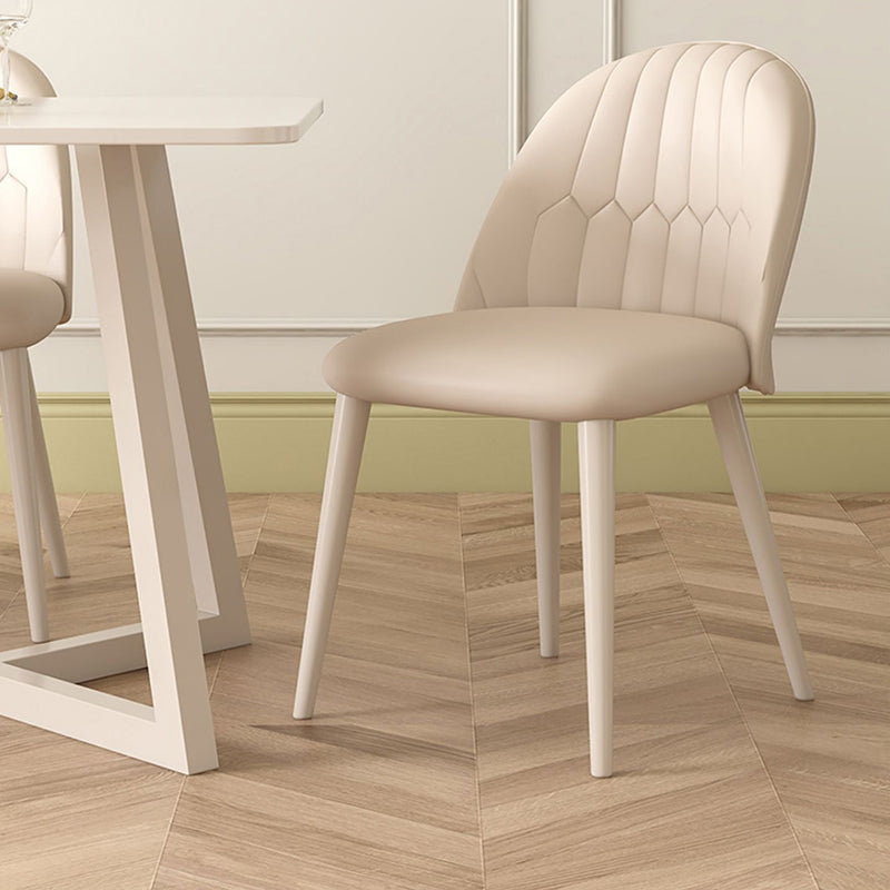 Contemporary Sintered Stone Top Metal Base Dining Table with Chairs in White