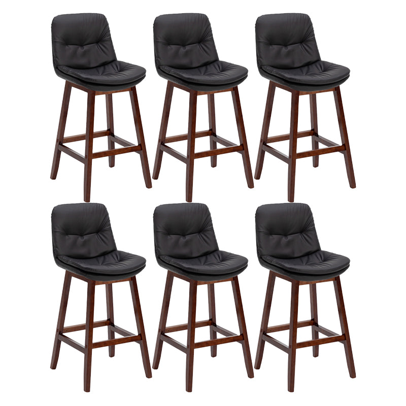 Contemporary Solid Wood Legs Faux Leather Indoor Counter Stools with Cushion