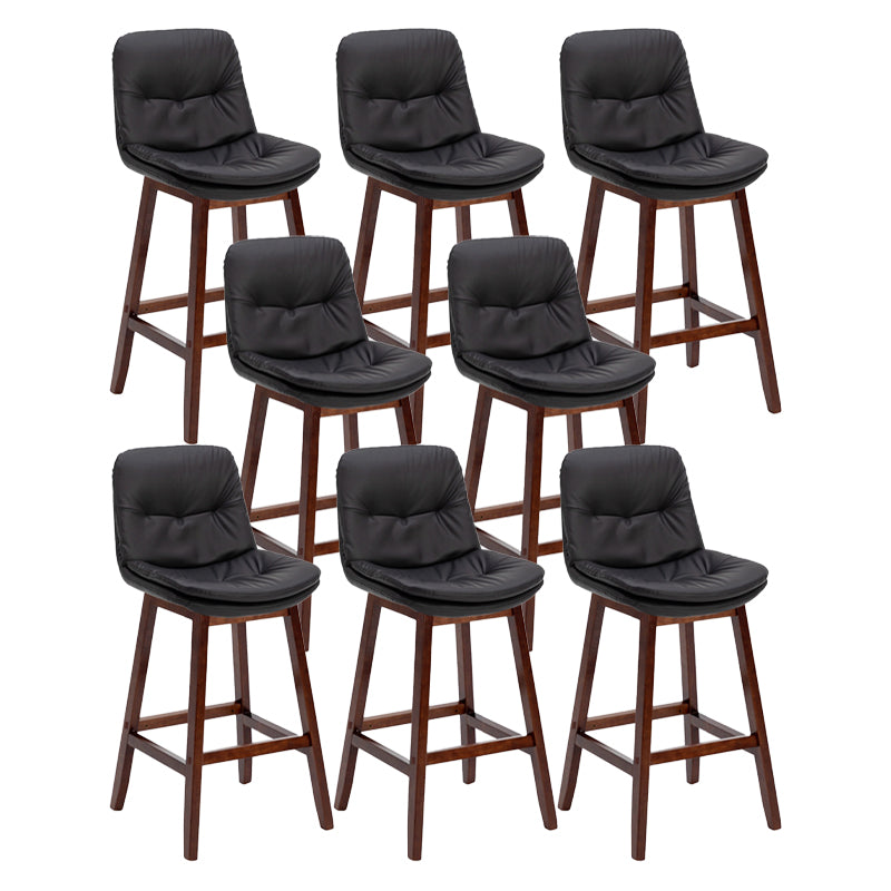 Contemporary Solid Wood Legs Faux Leather Indoor Counter Stools with Cushion