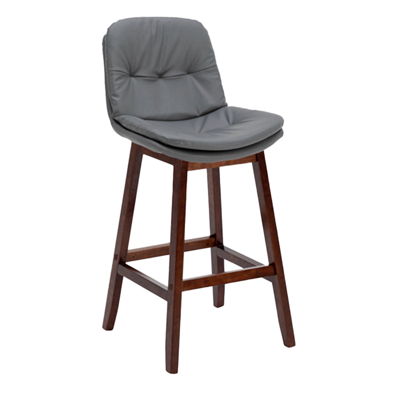 Contemporary Solid Wood Legs Faux Leather Indoor Counter Stools with Cushion