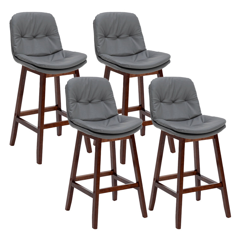 Contemporary Solid Wood Legs Faux Leather Indoor Counter Stools with Cushion