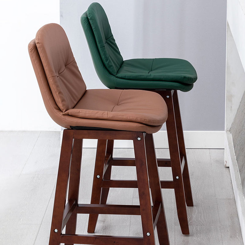 Contemporary Solid Wood Legs Faux Leather Indoor Counter Stools with Cushion