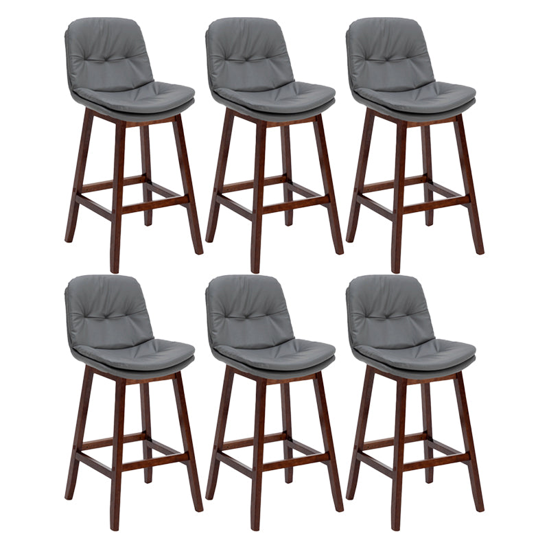 Contemporary Solid Wood Legs Faux Leather Indoor Counter Stools with Cushion