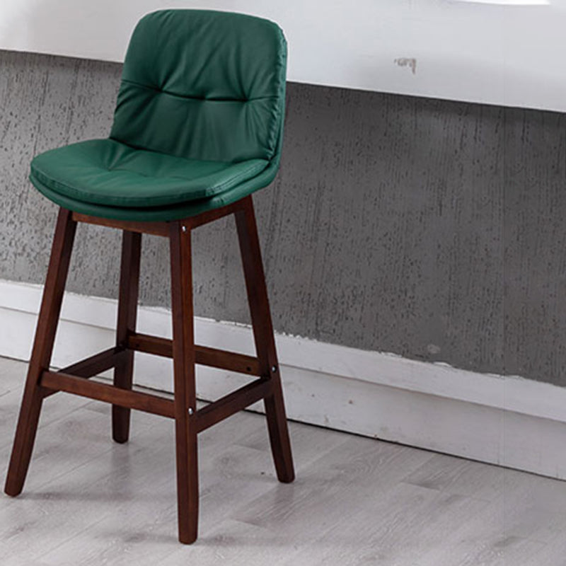 Contemporary Solid Wood Legs Faux Leather Indoor Counter Stools with Cushion