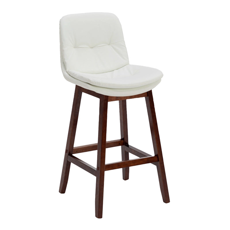 Contemporary Solid Wood Legs Faux Leather Indoor Counter Stools with Cushion