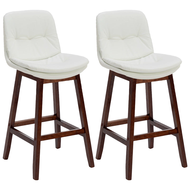 Contemporary Solid Wood Legs Faux Leather Indoor Counter Stools with Cushion