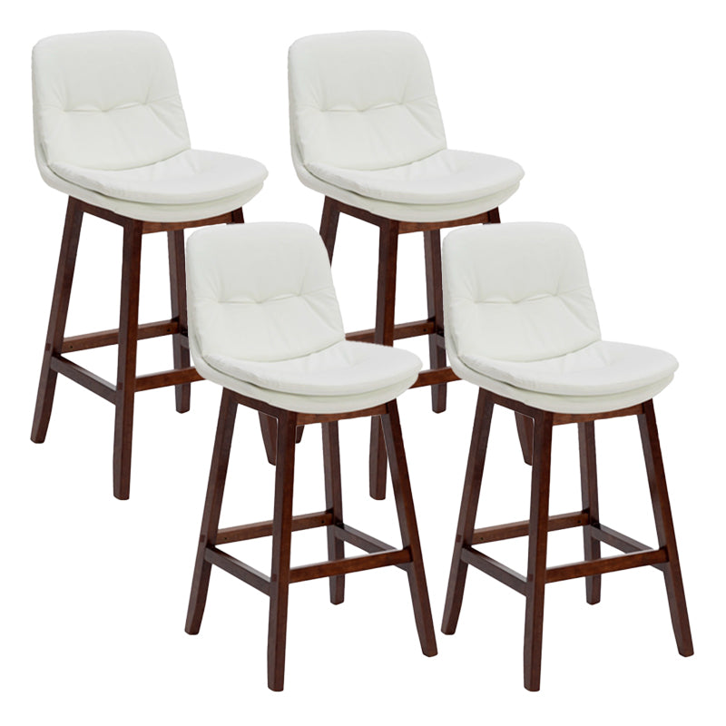 Contemporary Solid Wood Legs Faux Leather Indoor Counter Stools with Cushion