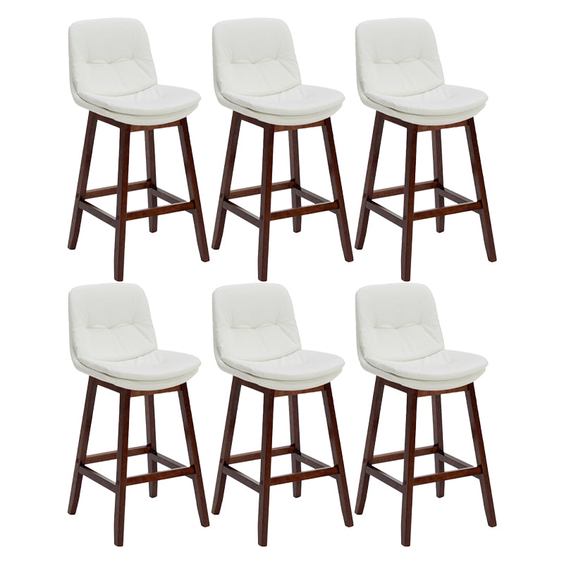 Contemporary Solid Wood Legs Faux Leather Indoor Counter Stools with Cushion