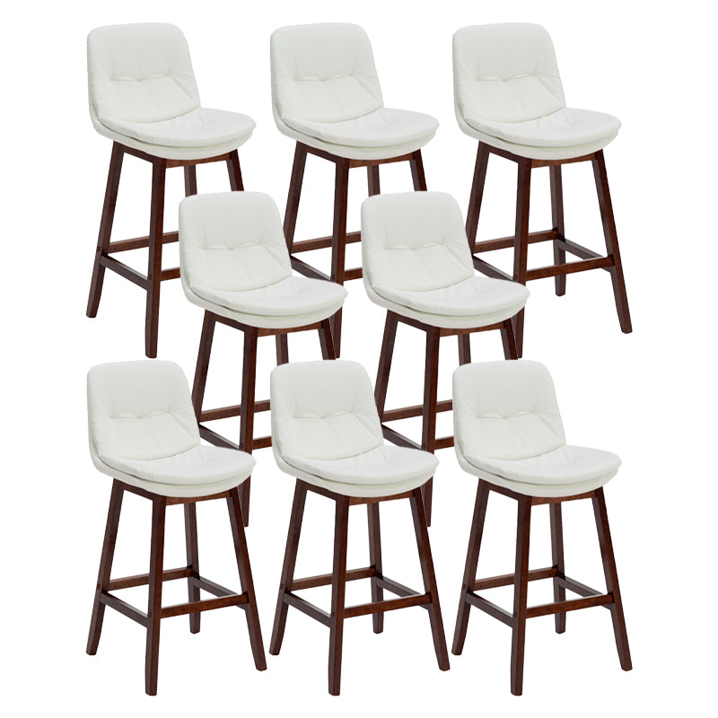 Contemporary Solid Wood Legs Faux Leather Indoor Counter Stools with Cushion