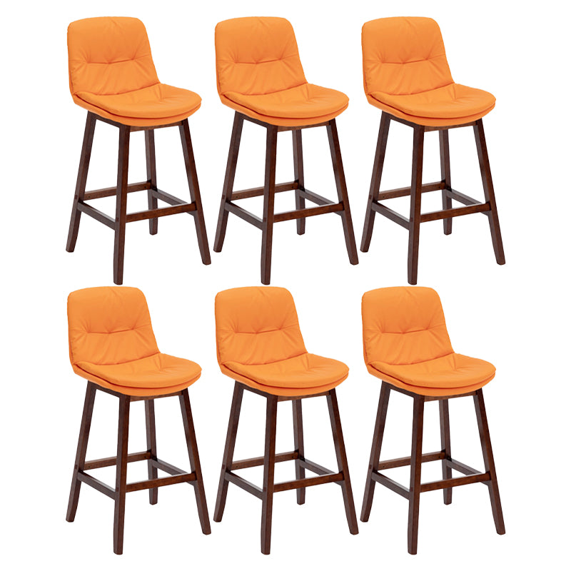 Contemporary Solid Wood Legs Faux Leather Indoor Counter Stools with Cushion