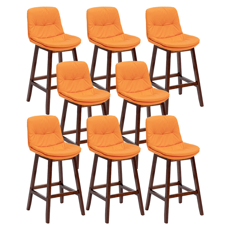 Contemporary Solid Wood Legs Faux Leather Indoor Counter Stools with Cushion