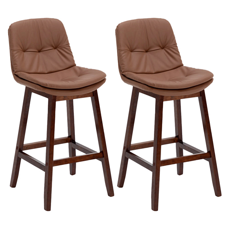 Contemporary Solid Wood Legs Faux Leather Indoor Counter Stools with Cushion