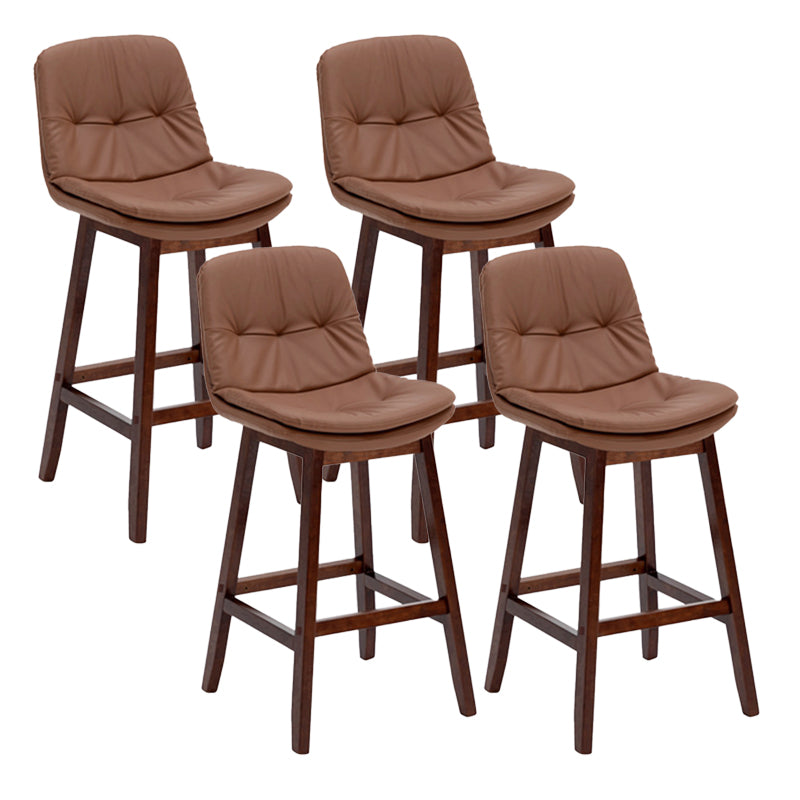 Contemporary Solid Wood Legs Faux Leather Indoor Counter Stools with Cushion