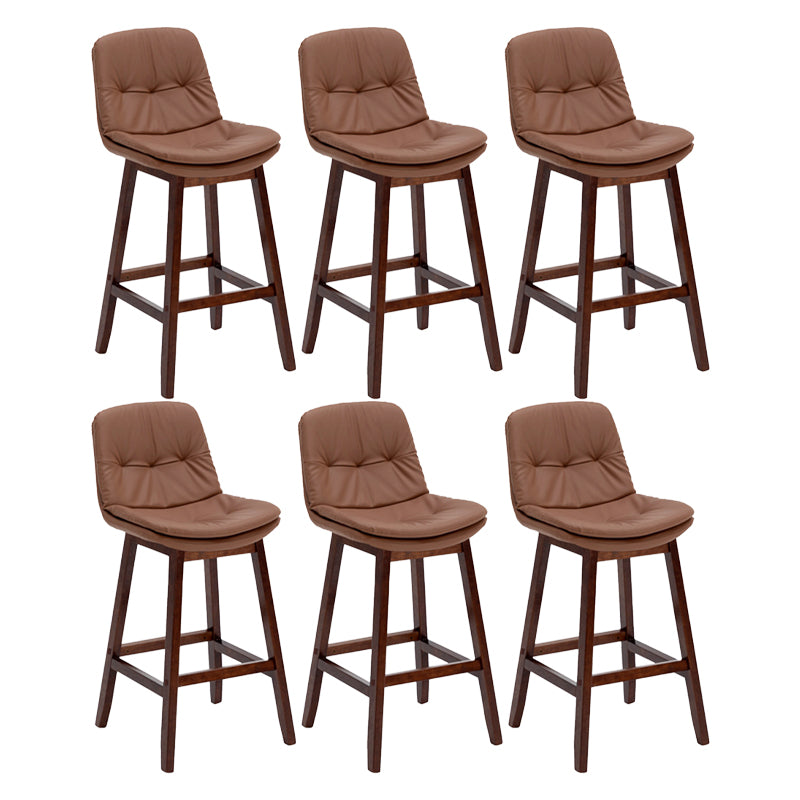 Contemporary Solid Wood Legs Faux Leather Indoor Counter Stools with Cushion