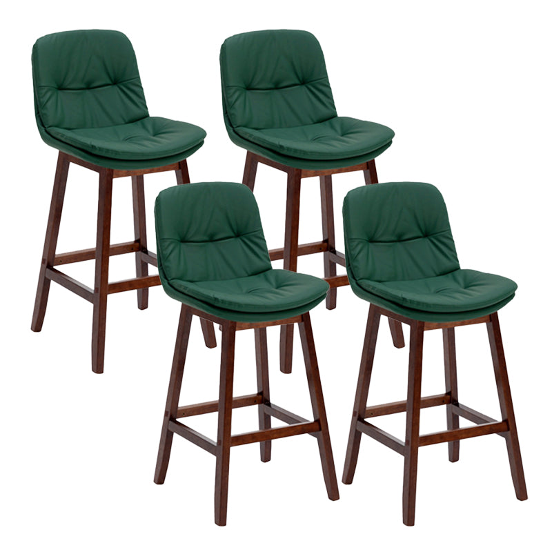 Contemporary Solid Wood Legs Faux Leather Indoor Counter Stools with Cushion