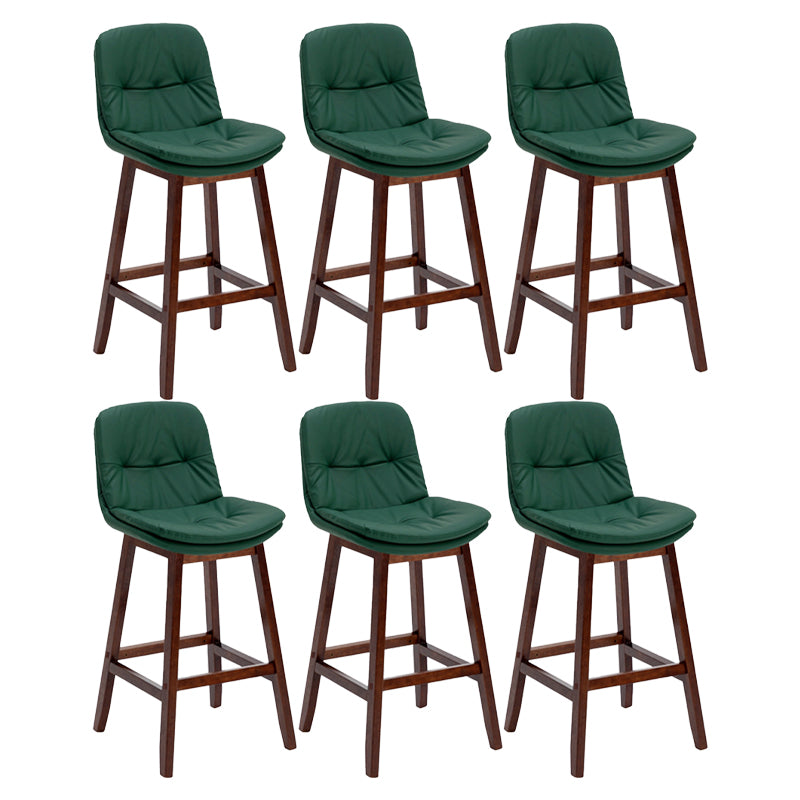 Contemporary Solid Wood Legs Faux Leather Indoor Counter Stools with Cushion