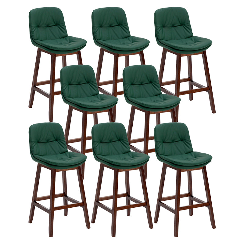 Contemporary Solid Wood Legs Faux Leather Indoor Counter Stools with Cushion