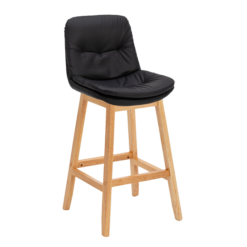 Contemporary Solid Wood Legs Faux Leather Indoor Counter Stools with Cushion
