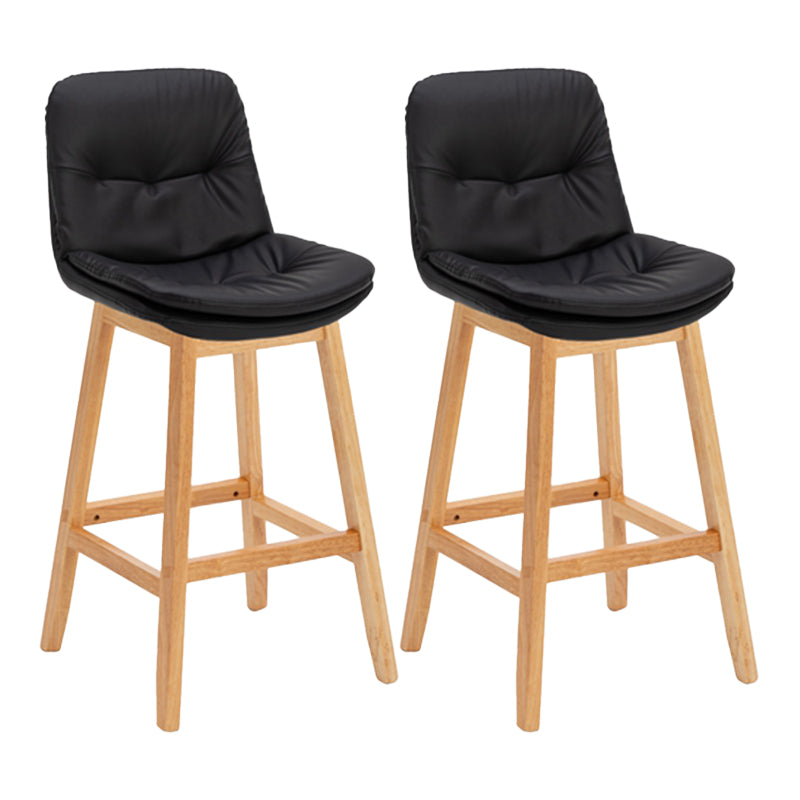 Contemporary Solid Wood Legs Faux Leather Indoor Counter Stools with Cushion