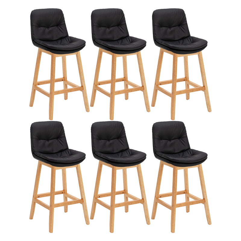 Contemporary Solid Wood Legs Faux Leather Indoor Counter Stools with Cushion