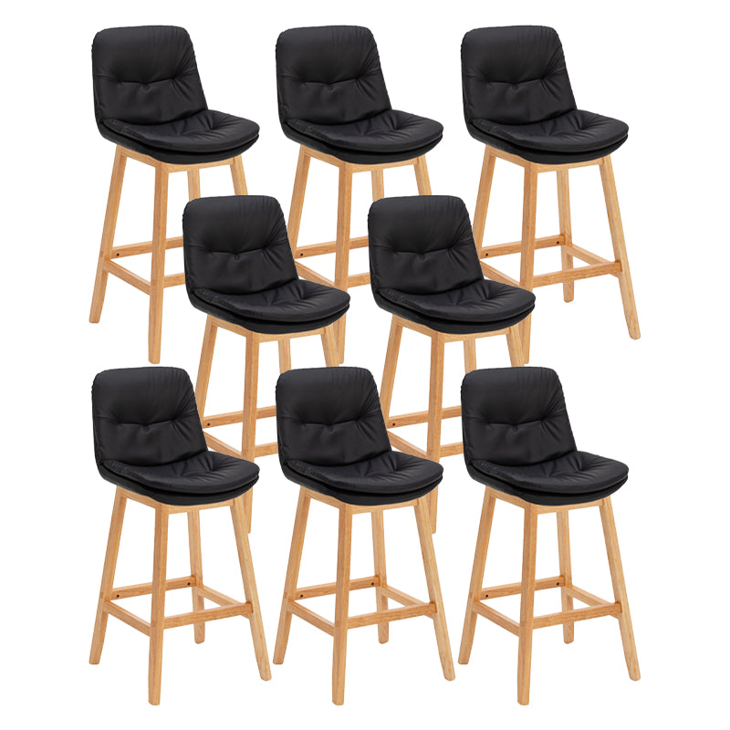 Contemporary Solid Wood Legs Faux Leather Indoor Counter Stools with Cushion