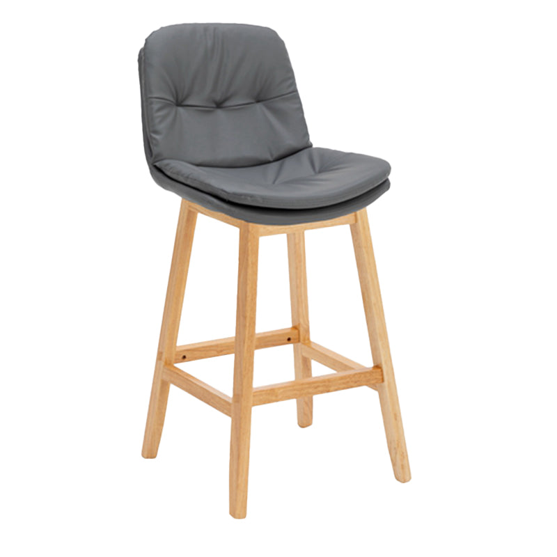 Contemporary Solid Wood Legs Faux Leather Indoor Counter Stools with Cushion