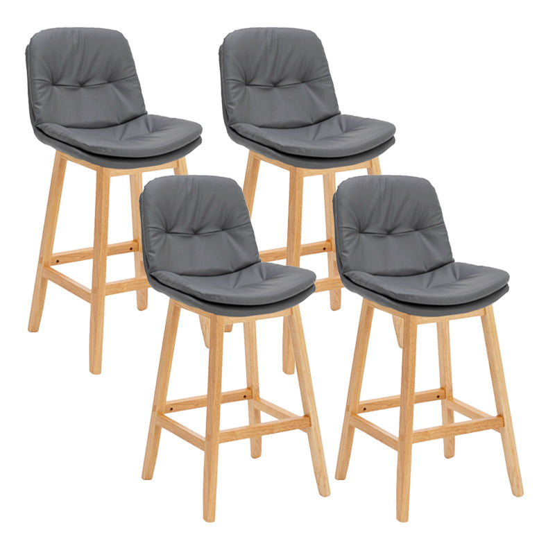 Contemporary Solid Wood Legs Faux Leather Indoor Counter Stools with Cushion