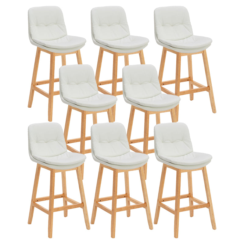 Contemporary Solid Wood Legs Faux Leather Indoor Counter Stools with Cushion