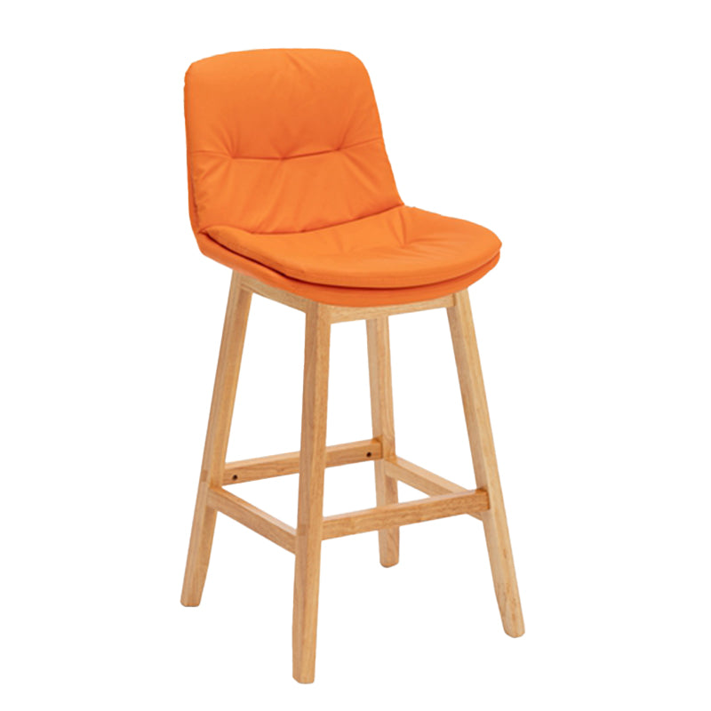 Contemporary Solid Wood Legs Faux Leather Indoor Counter Stools with Cushion
