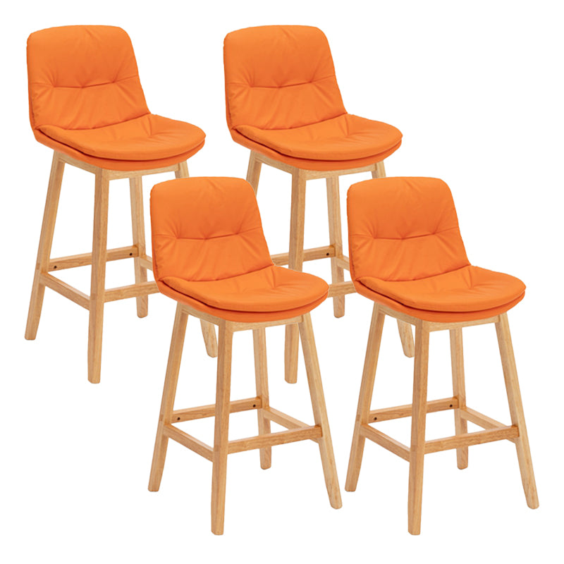 Contemporary Solid Wood Legs Faux Leather Indoor Counter Stools with Cushion