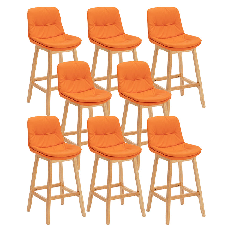 Contemporary Solid Wood Legs Faux Leather Indoor Counter Stools with Cushion