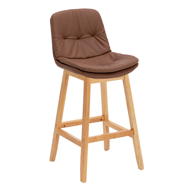 Contemporary Solid Wood Legs Faux Leather Indoor Counter Stools with Cushion
