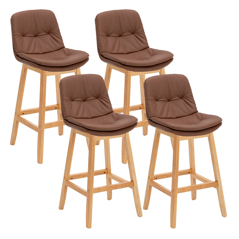 Contemporary Solid Wood Legs Faux Leather Indoor Counter Stools with Cushion