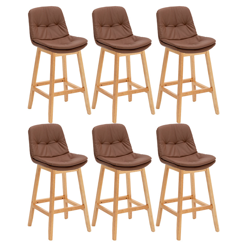 Contemporary Solid Wood Legs Faux Leather Indoor Counter Stools with Cushion