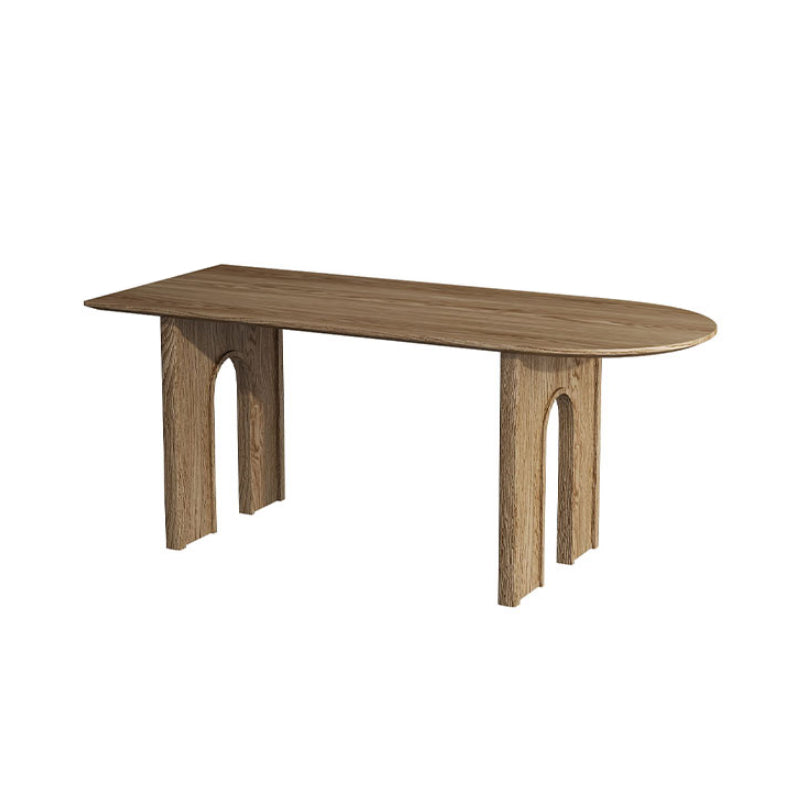 Contemporary Irregular Shape Solid Wood Dining Table with Chairs