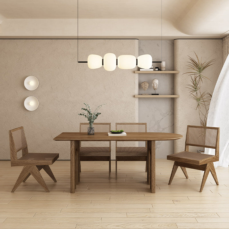 Contemporary Irregular Shape Solid Wood Dining Table with Chairs