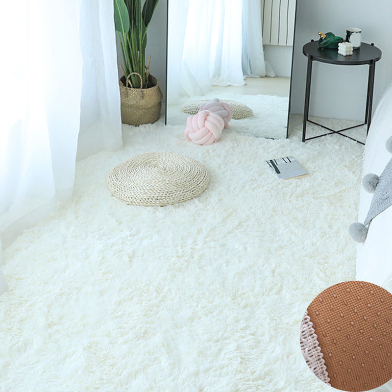 Simple Plain Color Rug Plush Indoor Rug Non-slip Carpet for Living Room and Bedroom