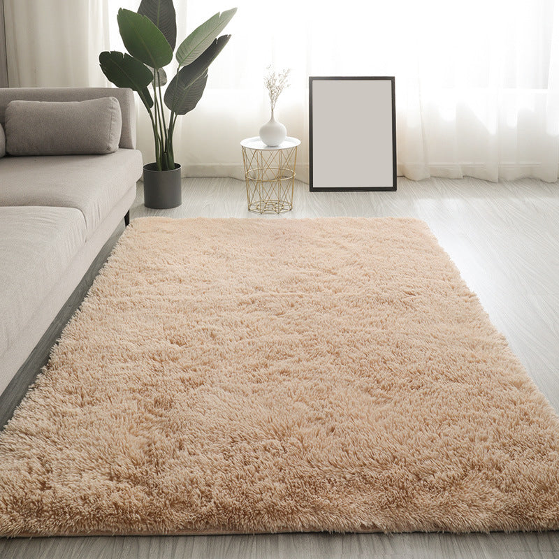Simple Plain Color Rug Plush Indoor Rug Non-slip Carpet for Living Room and Bedroom