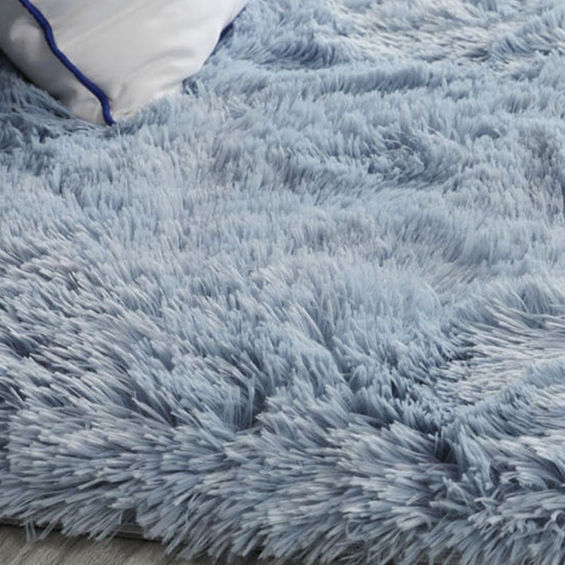 Solid Color Plush Rug Polyester Indoor Rug Non-slip Carpet for Living Room and Bedroom