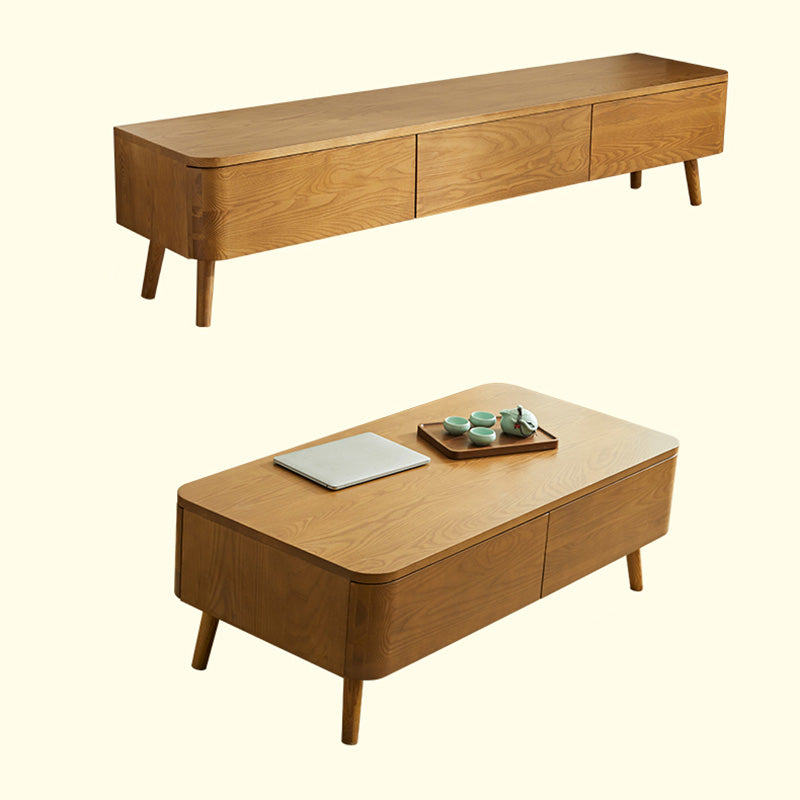 Rectangle Solid Wood 4 Legs Coffee Or End Table with Drawers