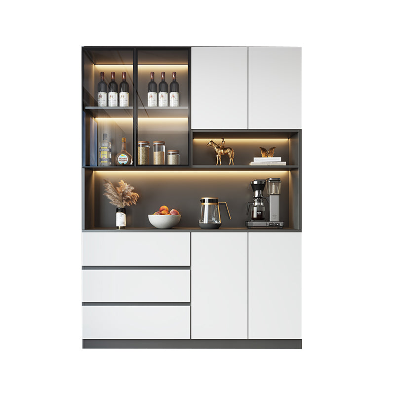 Modern Glass Adjustable Shelving Doors Wood Sideboard Cabinet with Cabinets and Drawers